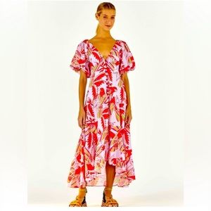 NWT FARM RIO - LILAC COLOR BIRDS MIDI DRESS SIZE M